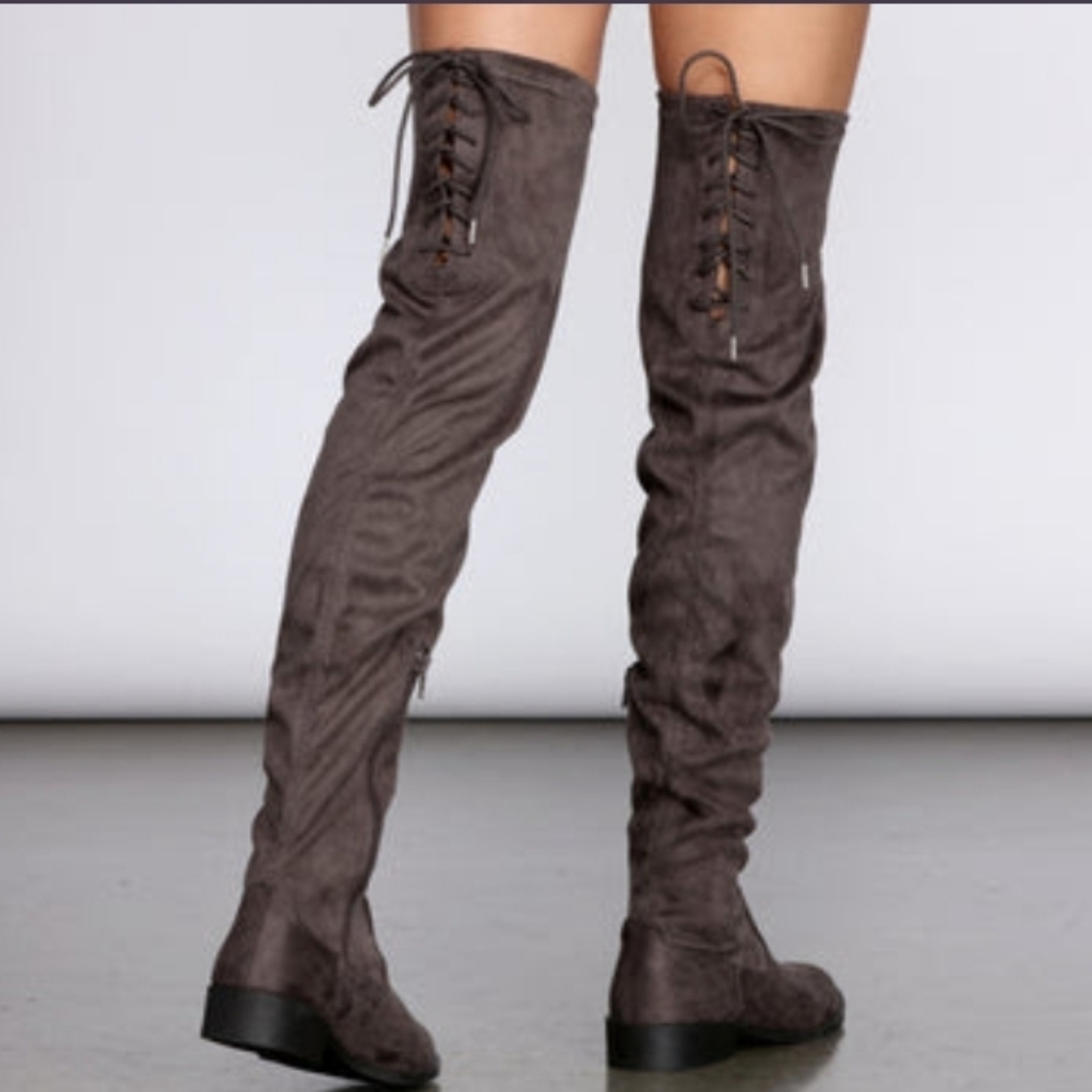 Stylish Gray Over-the-Knee Boots